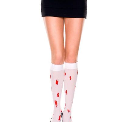 sexy MUSIC LEGS bloody SPLATTERED opaque ZOMBIE halloween KNEE highs STOCKINGS